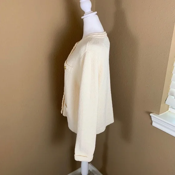 NWT H&M Cream Knit Cardigan Gold Buttons Size L - Picture 5 of 9